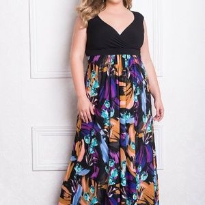 Sexy GIGI Designs Black Floral Plus Size Glamorous Valencia Maxi Party Dress